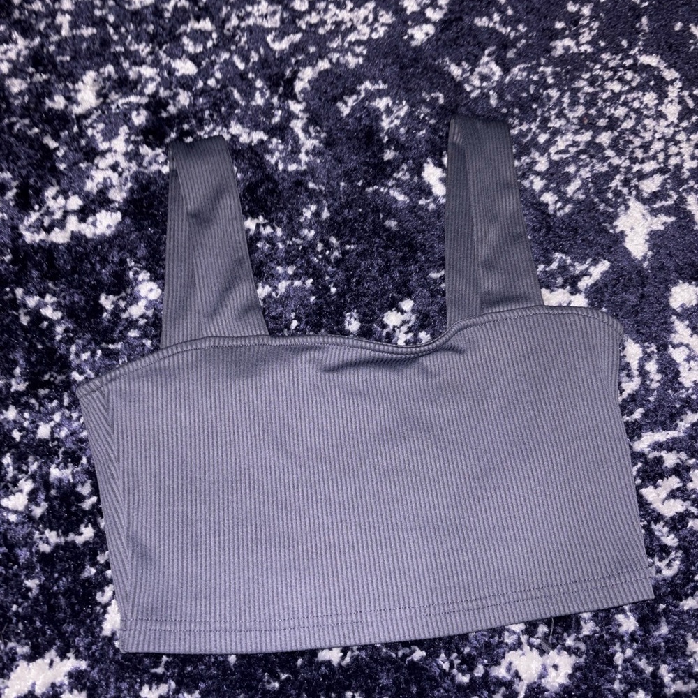 Gray Ribbed Crop Top